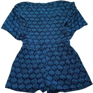 Diane Von Furstenberg Romper Womens 6 Blue Printed Soleil Kyona Kyoto Navy